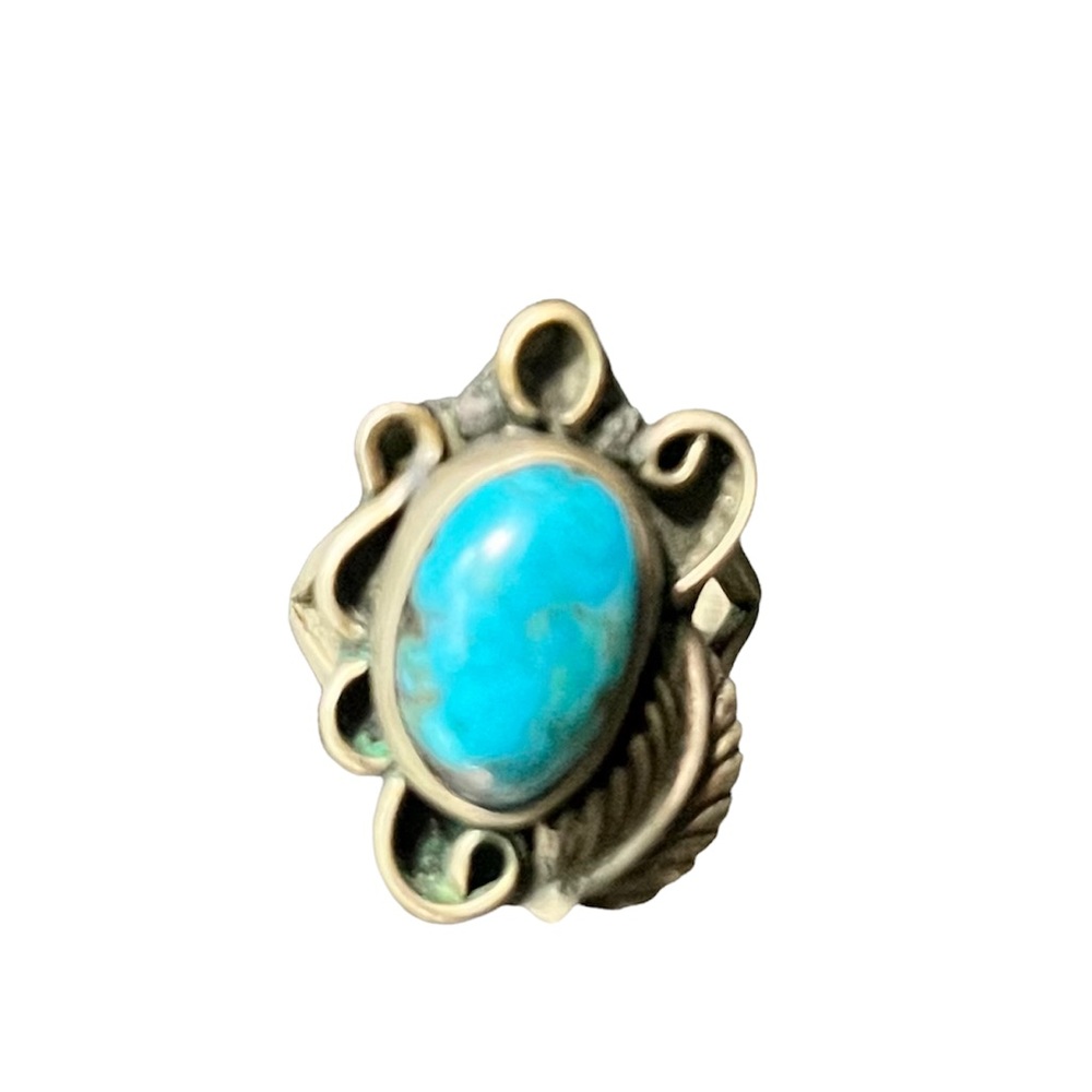 Genuine Turquoise Southwestern Navajo Native Sterling Silver Ring